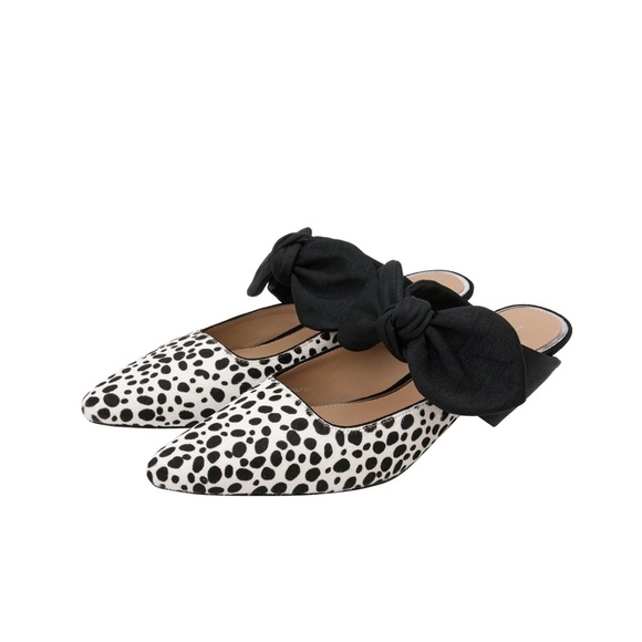 Paolo Shoes - Paolo Monochrome Polka Dot Mules with Bow